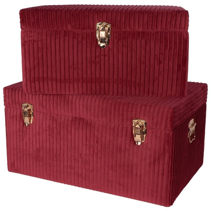 Baule in legno con rivestimento in velluto burgundy - Perrone Shop