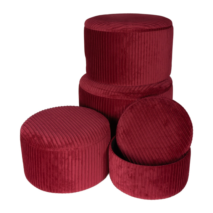 Set Scatole Burgundy in Legno/PVC Rivestite in Velluto