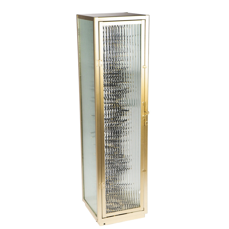 Colonna Oro con LED 28×28×110 cm in Metallo e Vetro