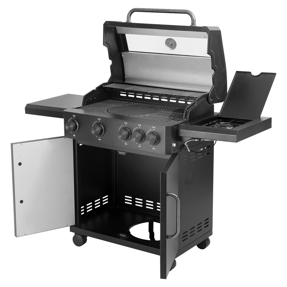 Pit Master – Barbecue a Gas con fornello laterale e custodia