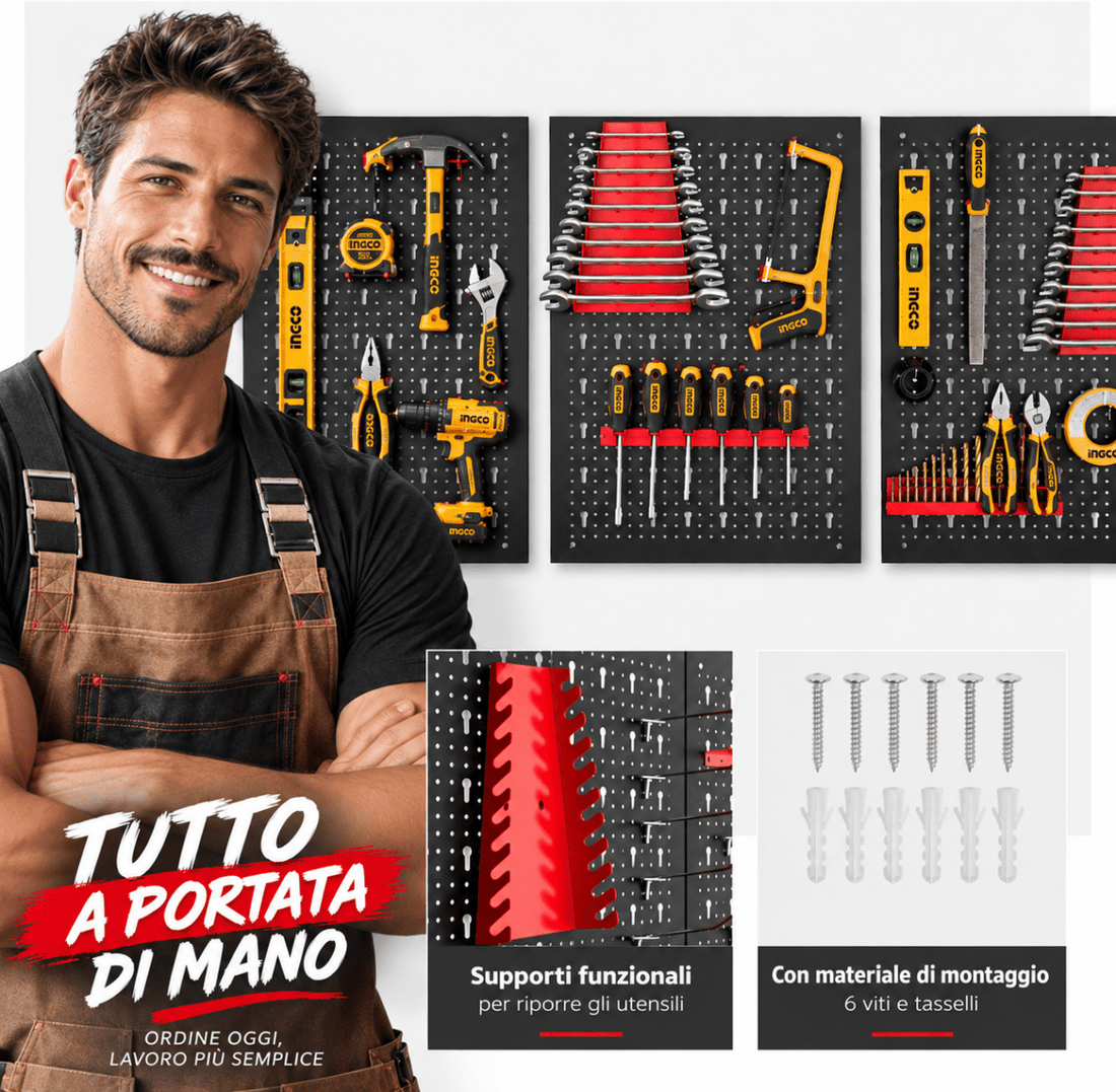 Pannello Forato Portautensili da Parete con Porta-Attrezzi - Perrone Shop