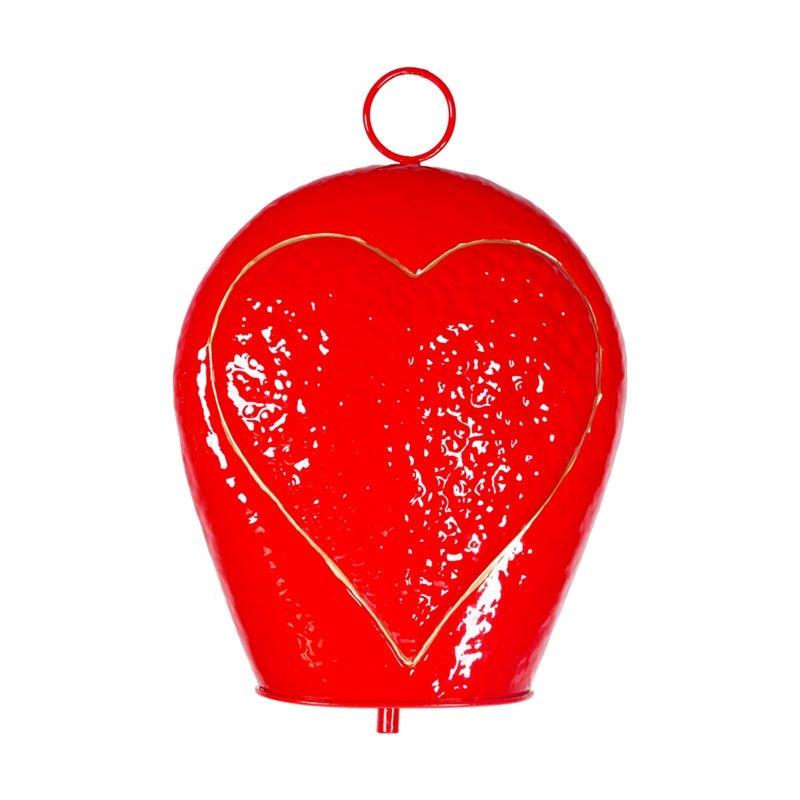 Decorazione campana rossa in metallo con cuore - Perrone Shop