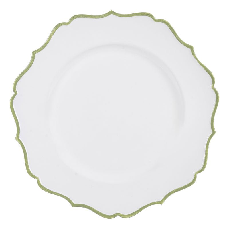 Sottopiatto andulato bianco con bordi verdi D.33CM - Perrone Shop