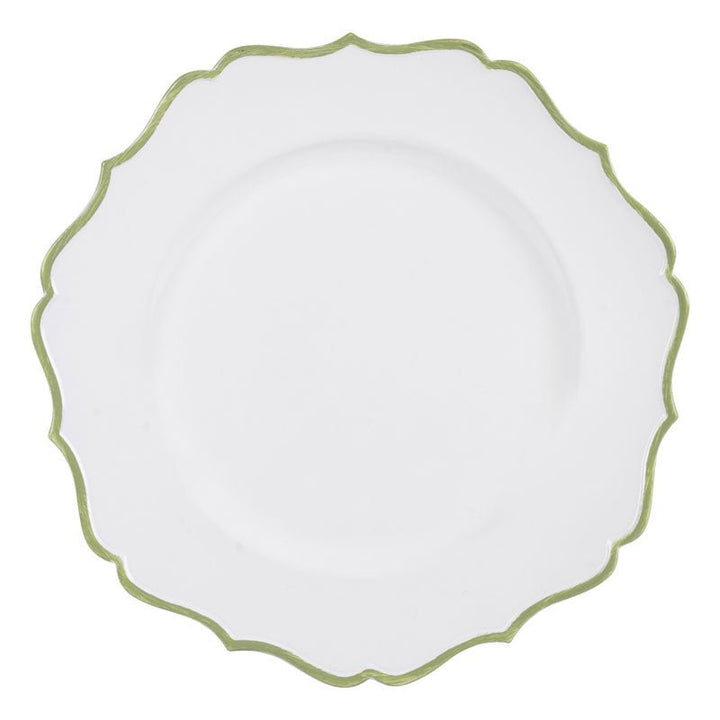 Sottopiatto andulato bianco con bordi verdi D.33CM - Perrone Shop