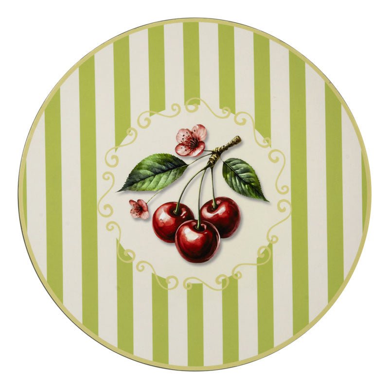 Sottopiatto con decorazioni ciliegie in PVC D.33CM - Perrone Shop