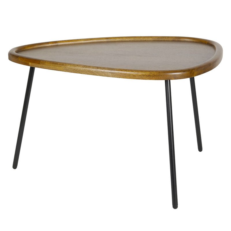 Tavolinetto in vetro con bordi in legno - Perrone Shop