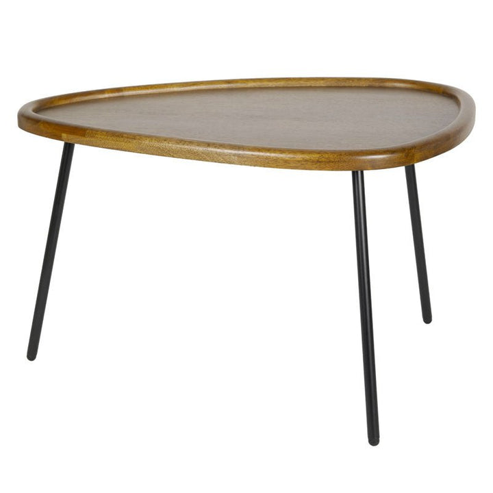 Tavolinetto in vetro con bordi in legno - Perrone Shop