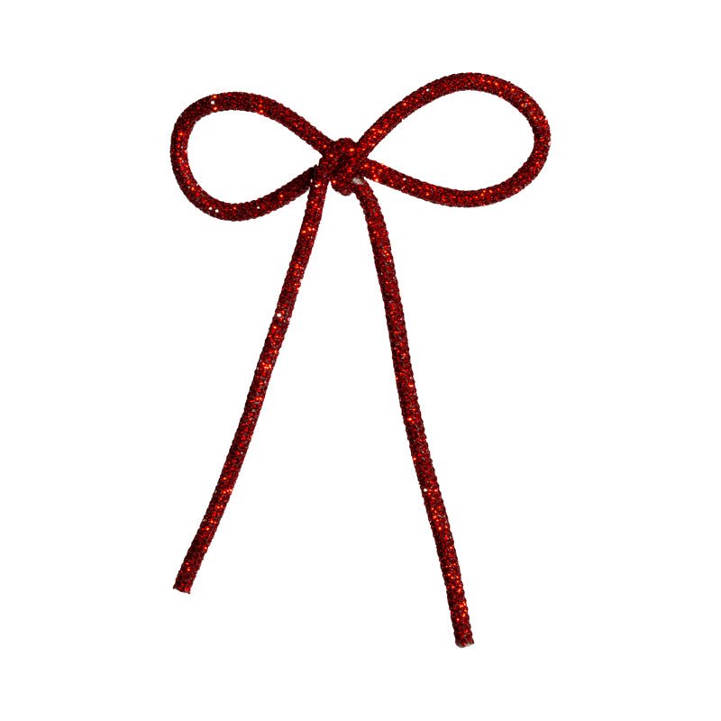 Fiocco decorativo glitter rosso 18x13cm | Plathea - Perrone Shop