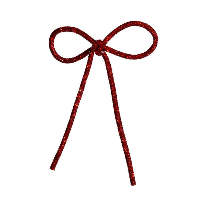 Fiocco decorativo glitter rosso 18x13cm | Plathea - Perrone Shop