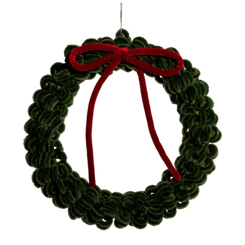 Ghirlanda Natalizia Verde con Fiocco Rosso Ø13 cm in PVC | Plathea - Perrone Shop