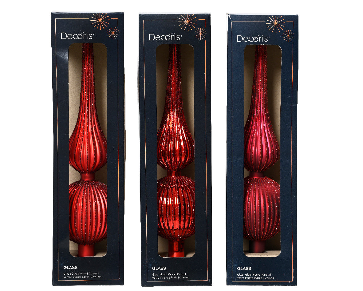 Puntale Albero di Natale in Vetro Rosso Lucido