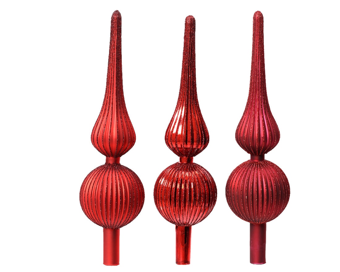 Puntale Albero di Natale in Vetro Rosso Lucido