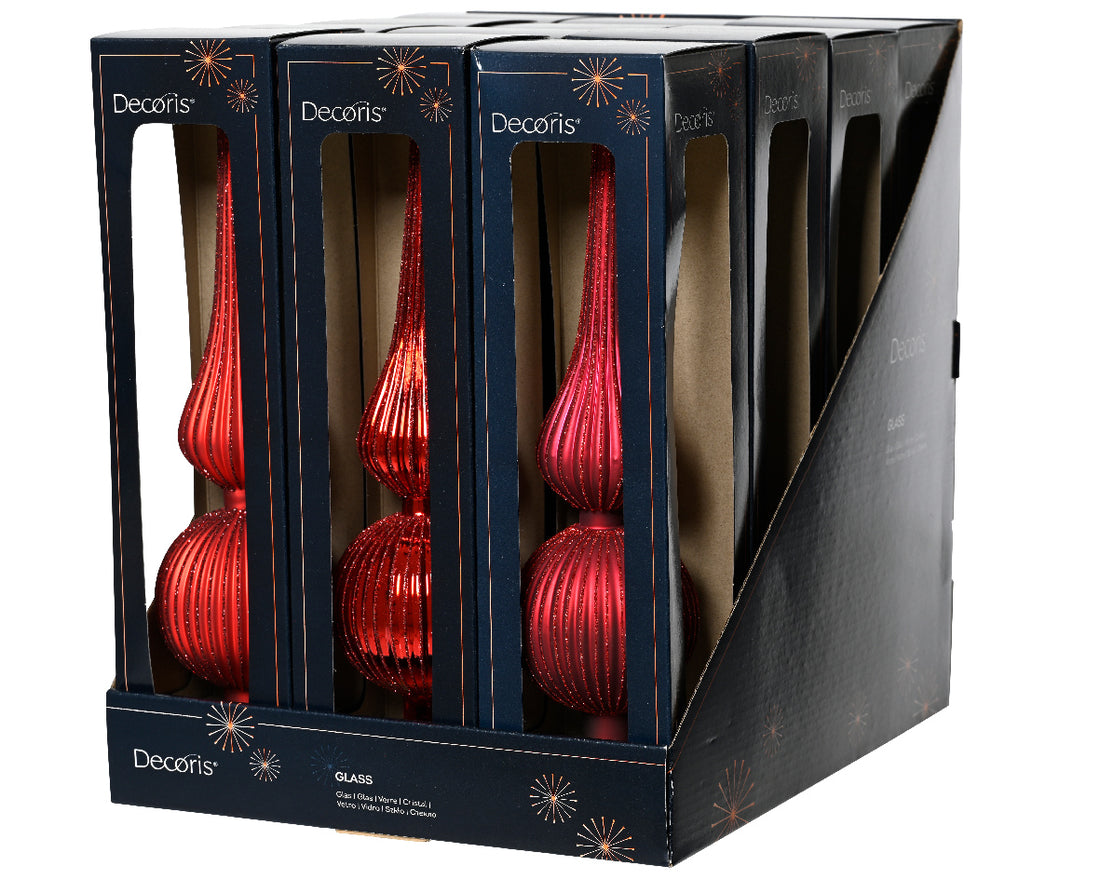 Puntale Albero di Natale in Vetro Rosso Lucido