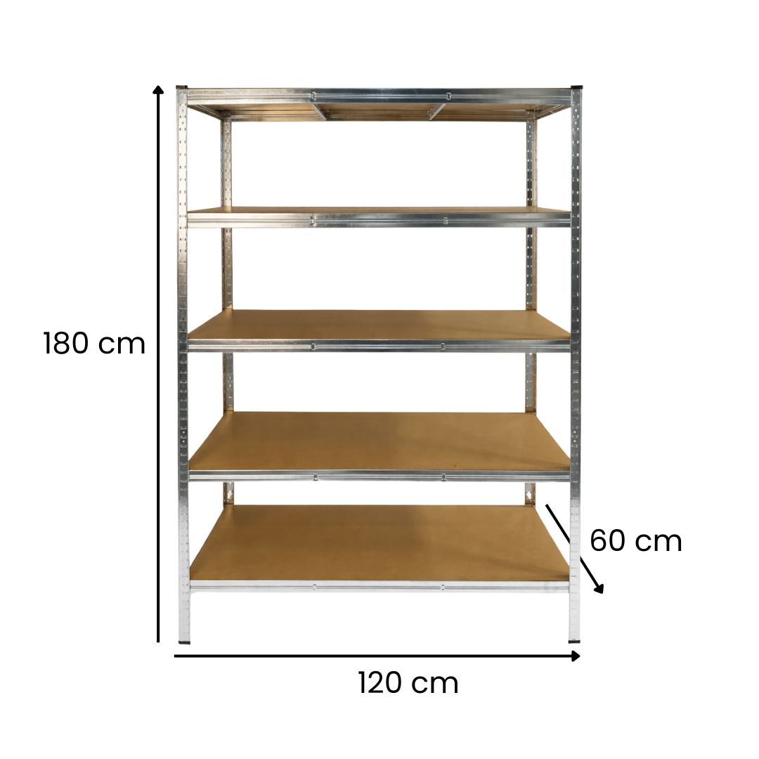 Scaffale 5 ripiani in acciaio e MDF Thor 120x60x180 cm - Perrone Shop