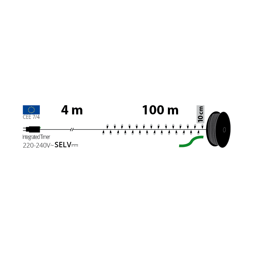Catena Luminosa 1000 LED 100 m FlashLED Ø8 mm IP44 – Lotti - Perrone Shop