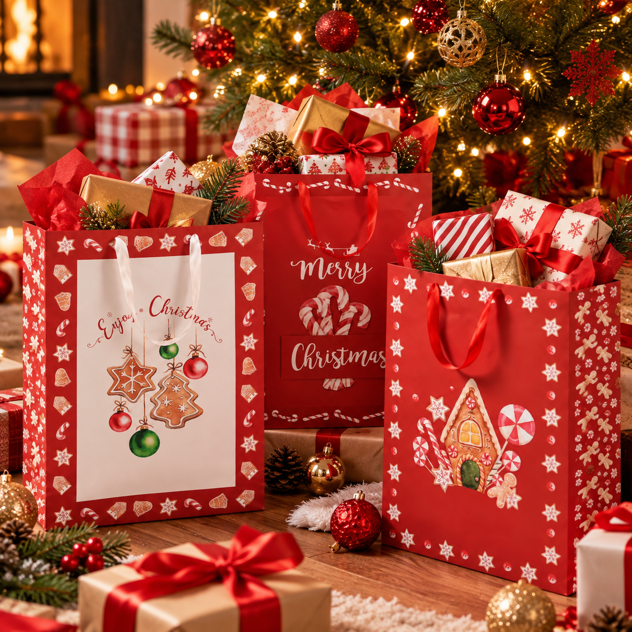 Sacchetto Regalo Natalizio Gingerbread Grande 55,5×40×20 cm– Mercury
