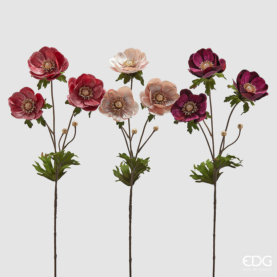 Ramo Anemone in velluto con foglie| EDG