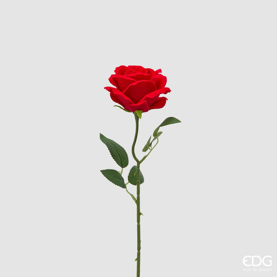 Ramo artificiale Rosa rossa Velvet H50 cm | EDG - Perrone Shop