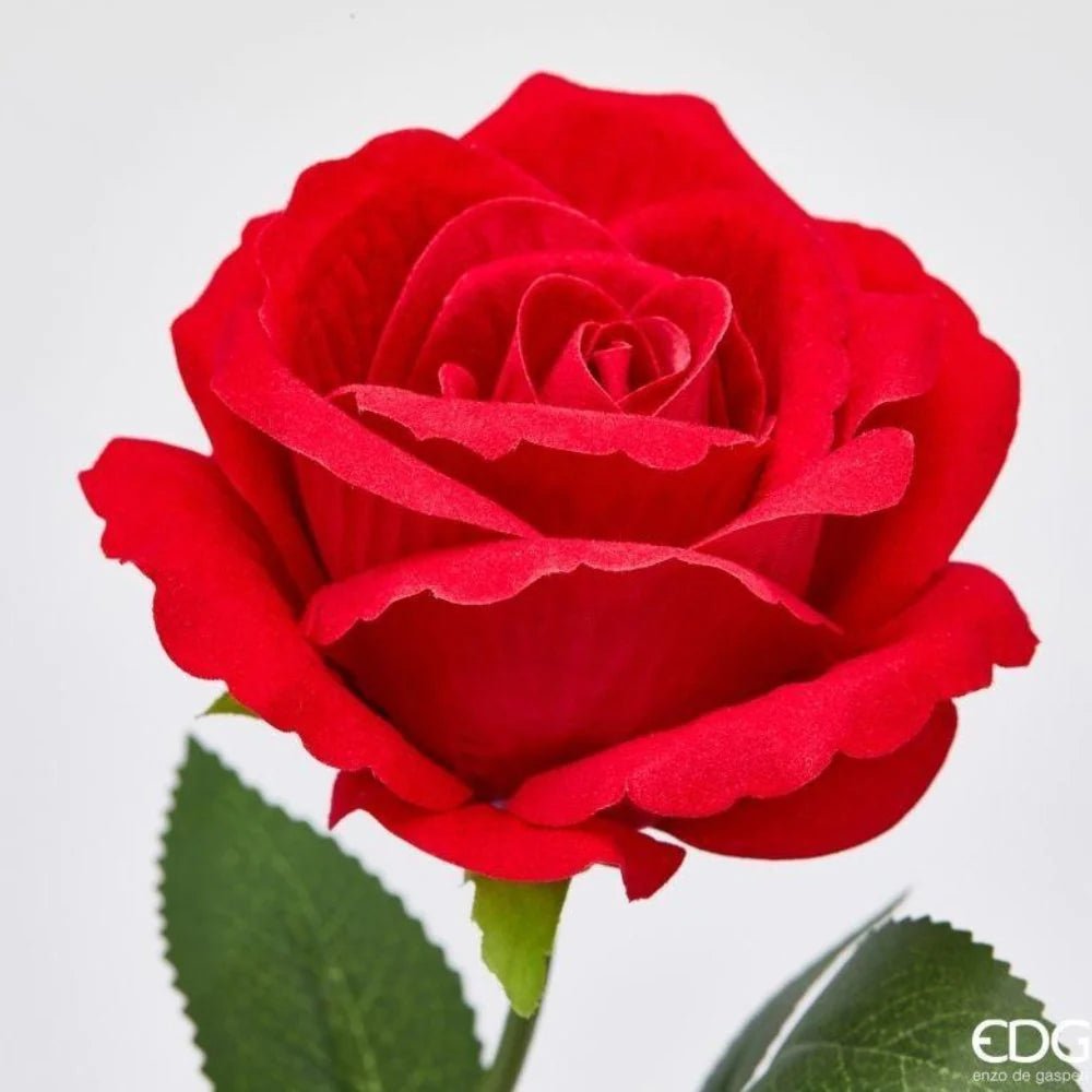 Ramo artificiale Rosa rossa Velvet H50 cm | EDG - Perrone Shop