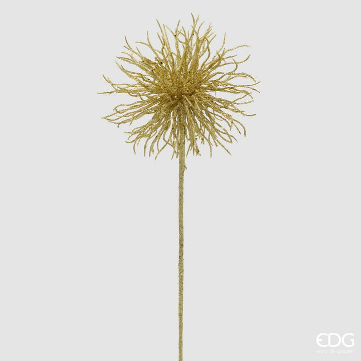 Ramo artificiale Pompom glitter H.60 D.18 oro | EDG - Perrone Shop