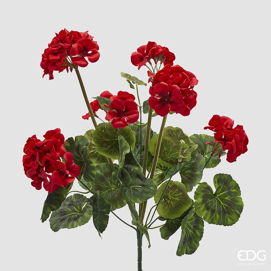 Cespuglio Geranio Artificiale Rosso H48cm EDG