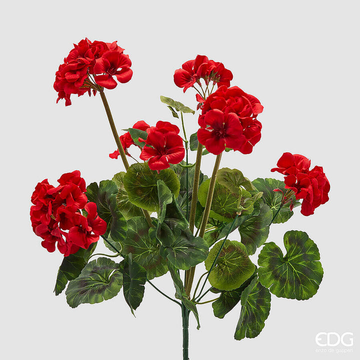 Cespuglio Geranio Artificiale Rosso H48cm EDG