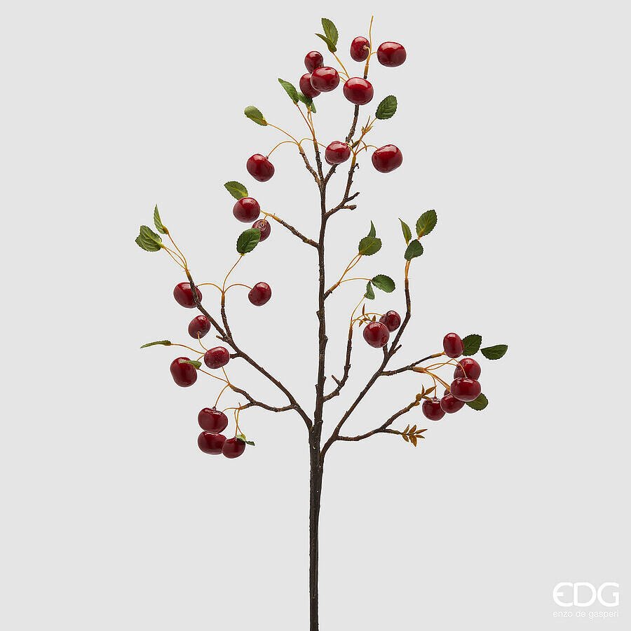 Ramo artificiale con Ciliegie e foglie H.95 | EDG - Perrone Shop