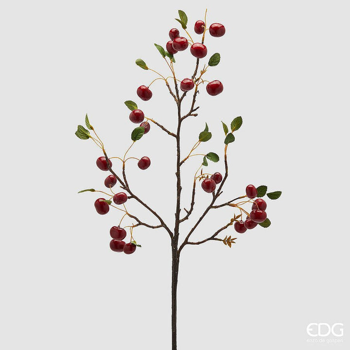 Ramo artificiale con Ciliegie e foglie H.95 | EDG - Perrone Shop