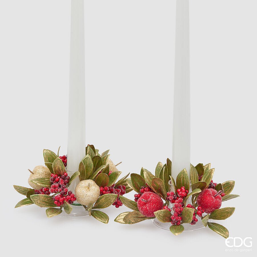 Girocandela con mele e foglie D.15cm | EDG - Perrone Shop