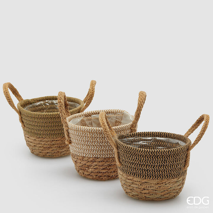 Cesto Portavaso Joyful naturale con manici