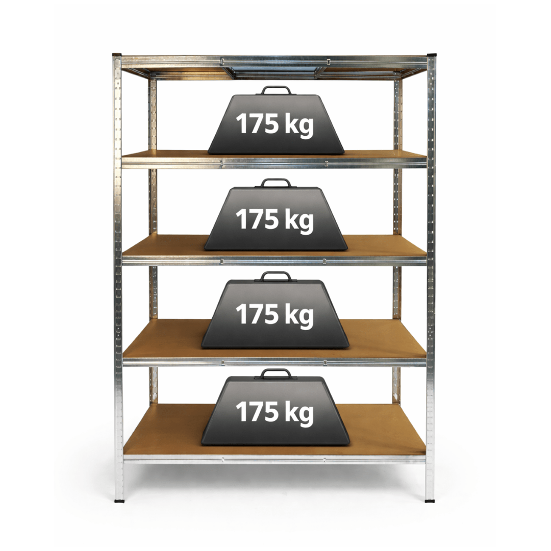 Scaffale 5 ripiani in acciaio e MDF Thor 120x60x180 cm - Perrone Shop