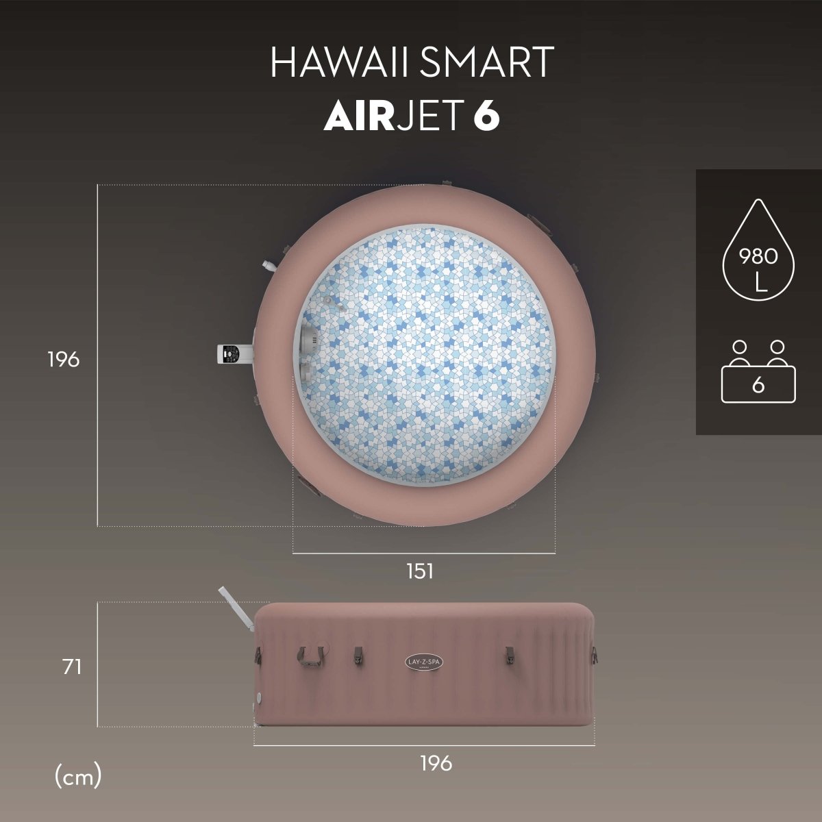 Idromassaggio gonfiabile Hawaii Lay - Z - Spa AirJet 4 - 6 persone - Perrone Shop