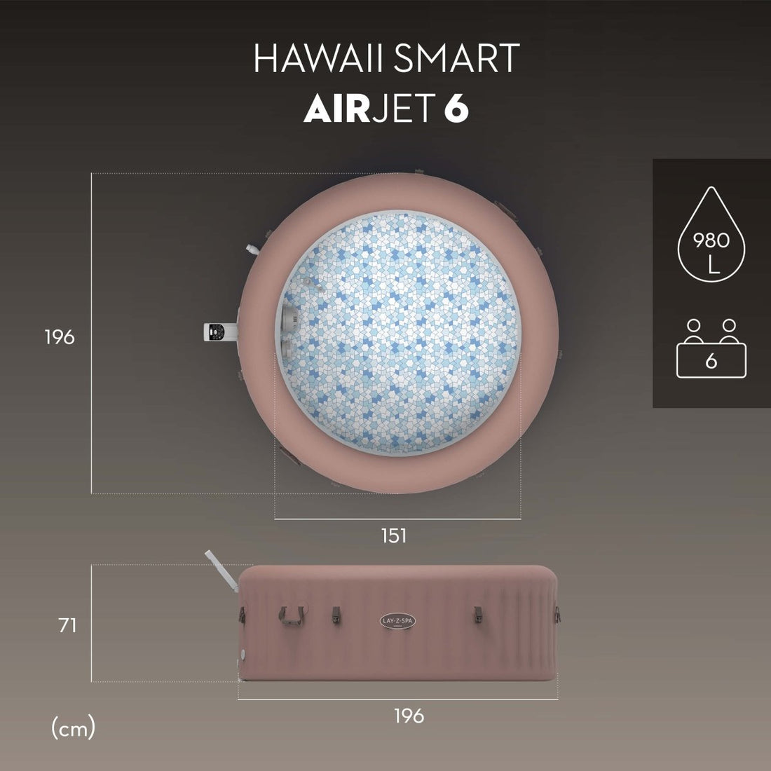 Idromassaggio gonfiabile Hawaii Lay - Z - Spa AirJet 4 - 6 persone - Perrone Shop
