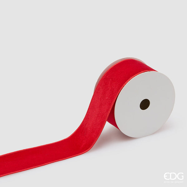 Nastro natalizio in velluto rosso H6,3cm x 10m | EDG