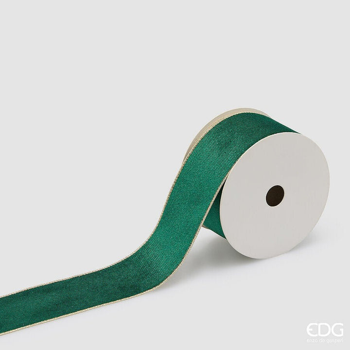 Nastro natalizio in velluto verde oro H6,3cmx10mt | EDG - Perrone Shop