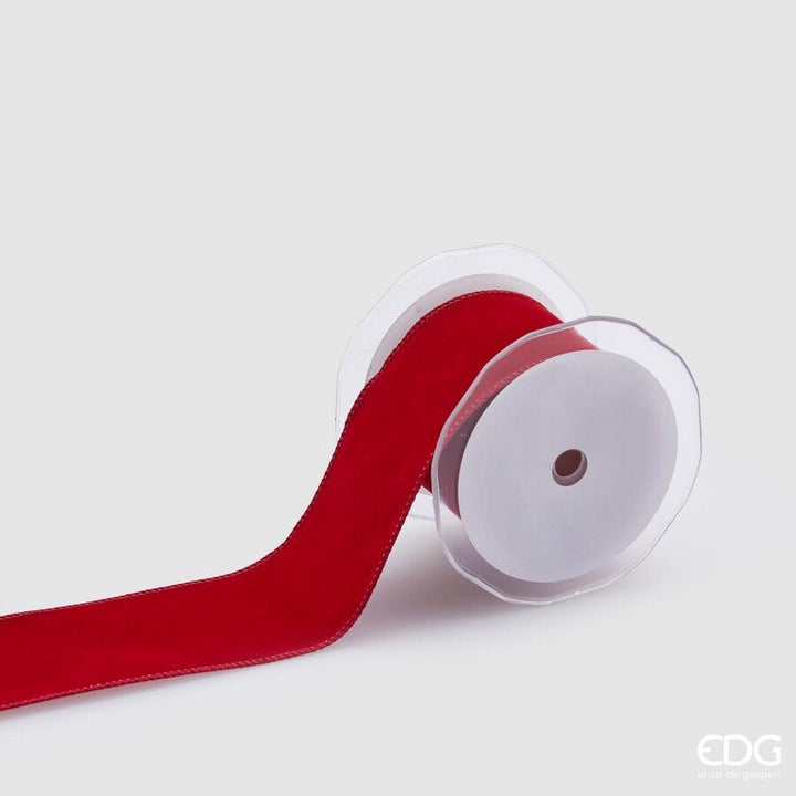 Nastro natalizio in velluto rosso scuro Calume H6,5cmx10m | EDG - Perrone Shop