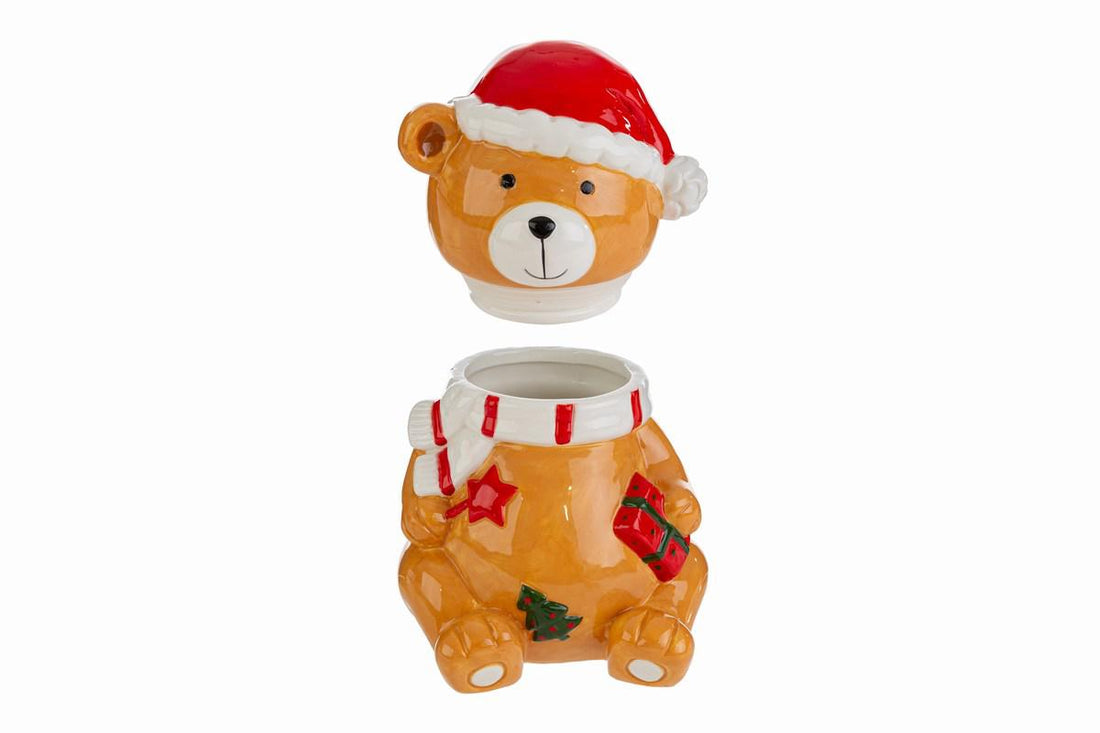 Porta biscotti con orsetto in ceramica