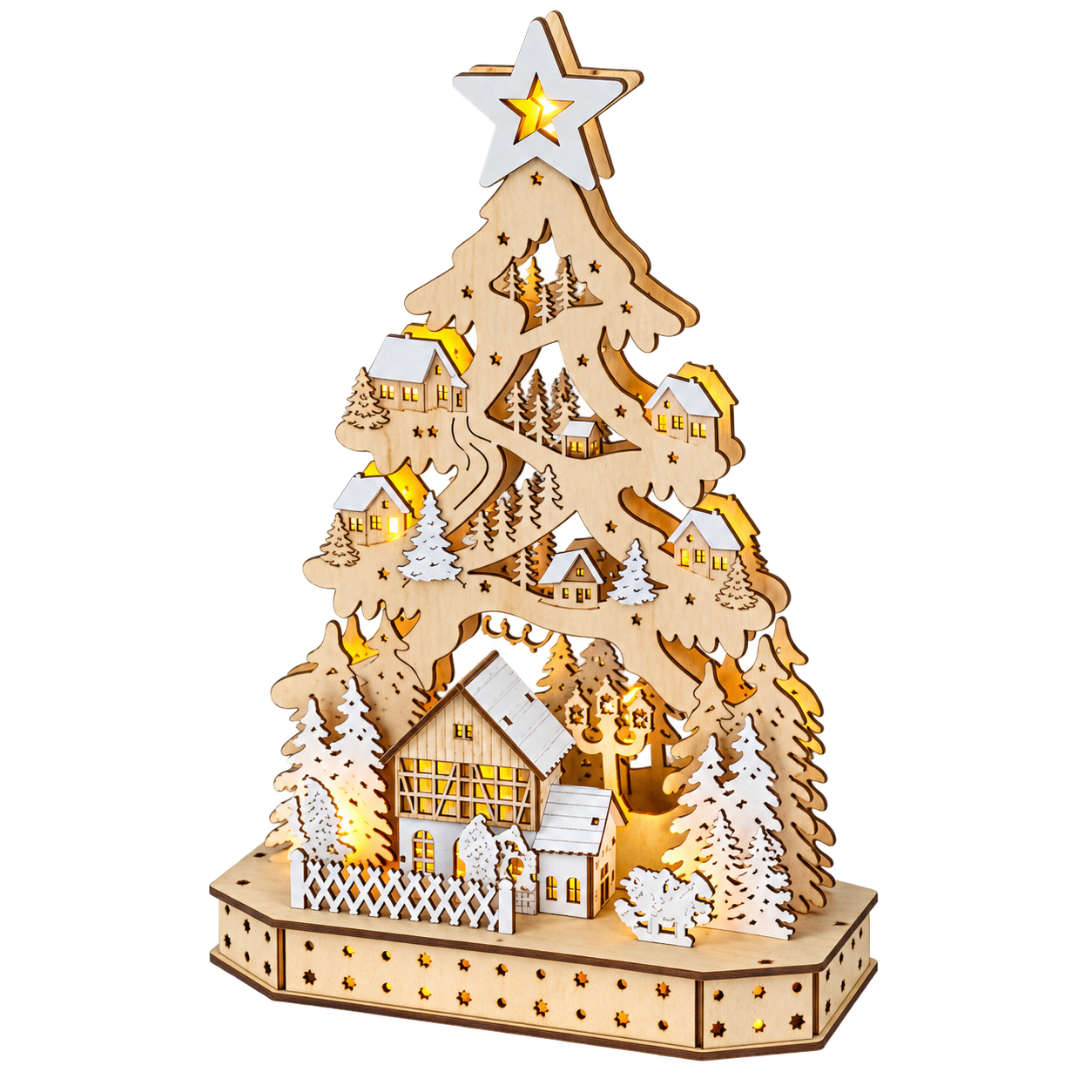 Paesaggio Natalizio LED a Forma di Albero 10,5 x 26 x h40,5 cm | Kaemingk