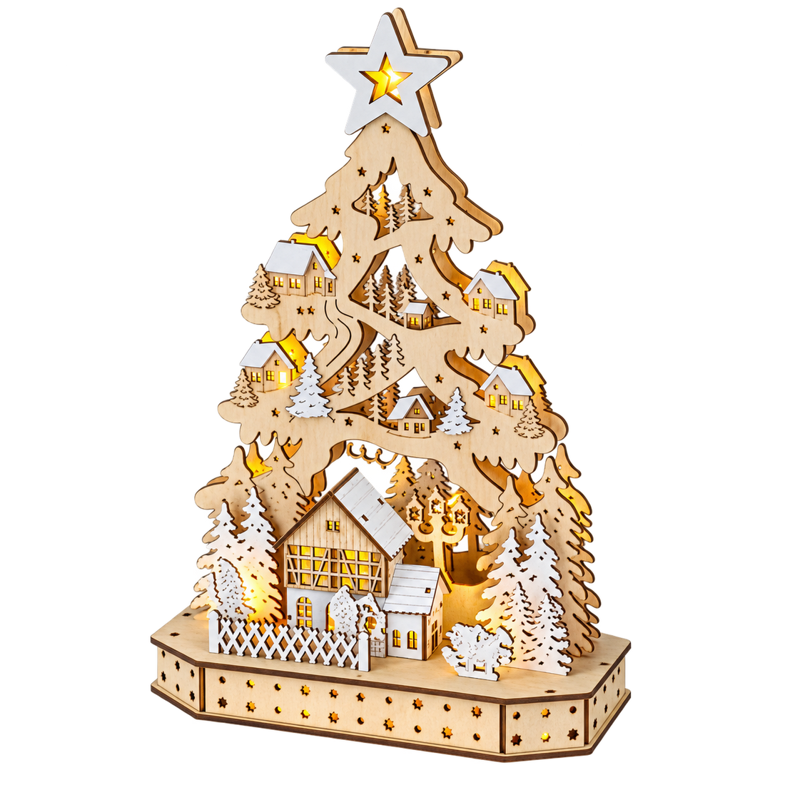 Paesaggio Natalizio LED a Forma di Albero 10,5 x 26 x h40,5 cm | Kaemingk