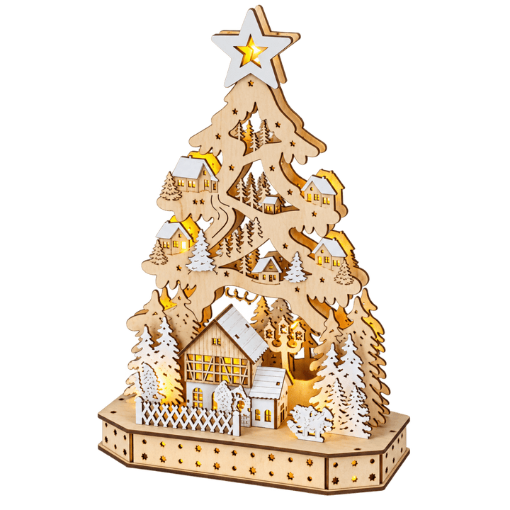 Paesaggio Natalizio LED a Forma di Albero 10,5 x 26 x h40,5 cm | Kaemingk - Perrone Shop