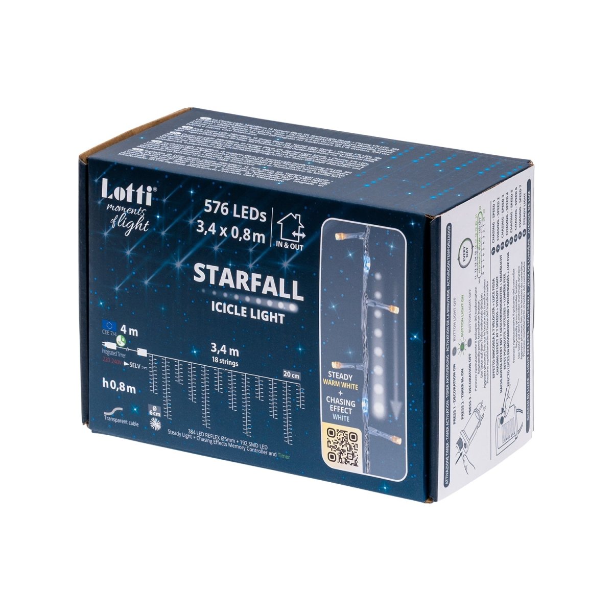 Tenda luminosa LED 576 LED 3,40 m Ice Light StarFall - Perrone Shop