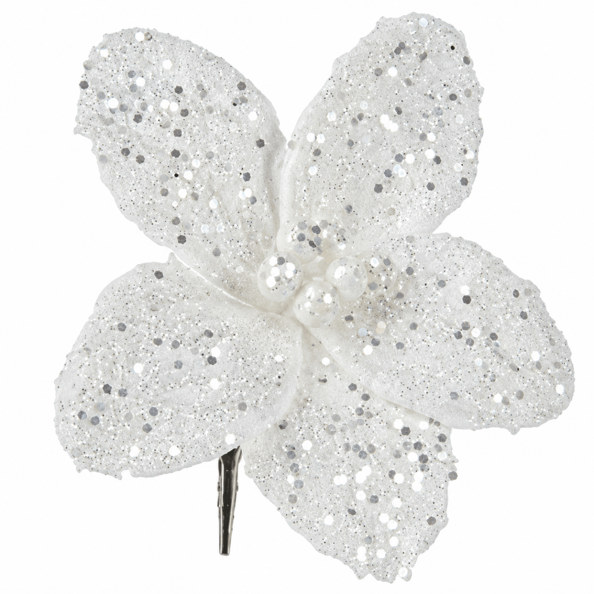 Stella di Natale Bianca Glitter Ø 18x6 cm | Kaemingk - Perrone Shop