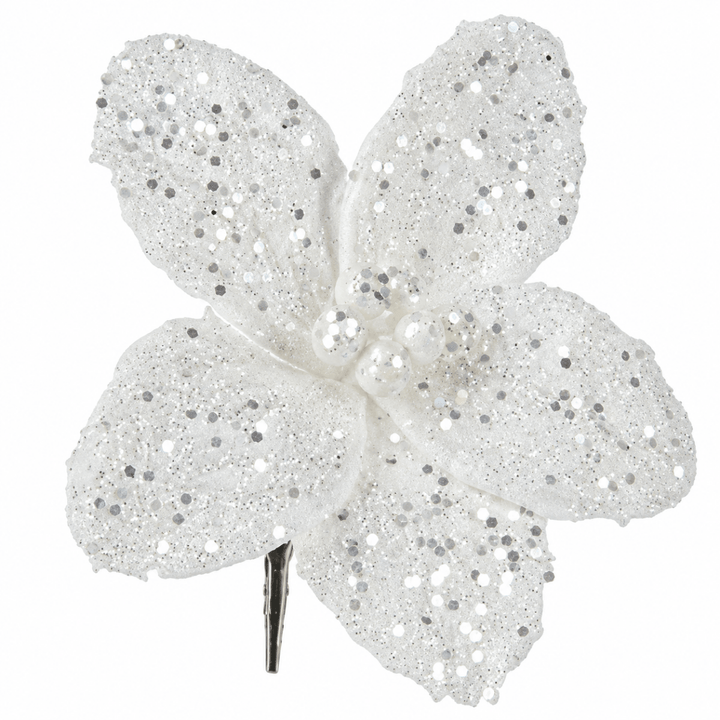 Stella di Natale Bianca Glitter Ø 18x6 cm | Kaemingk - Perrone Shop