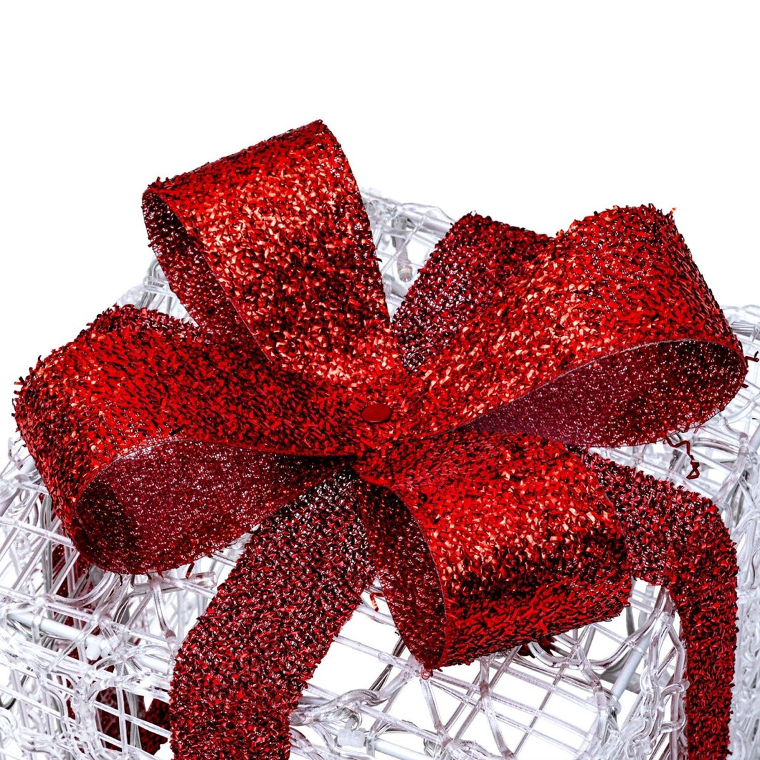 Set 3 Pacchi Regalo Luminosi LED – Fiocco Rosso, 120 LED, Interno ed Esterno - Perrone Shop