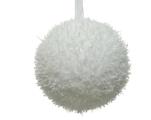 Sfera Natalizia Effetto Neve Ø 10 cm Bianca | Kaemingk - Perrone Shop