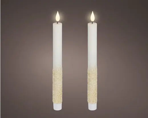 Coppia Candele LED Bianche Ø2,2 x H24,5 cm | Kaemingk