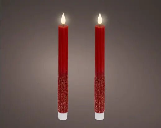 Coppia Candele LED Rosse Ø 2,2 x H 24,5 cm | Kaemingk - Perrone Shop