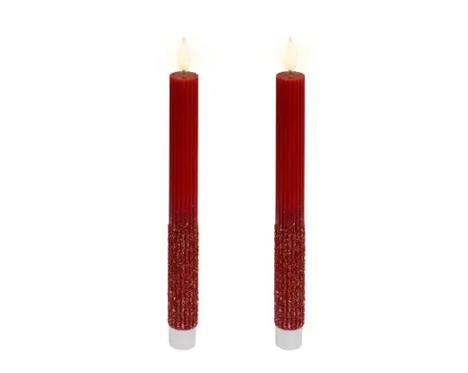 Coppia Candele LED Rosse Ø 2,2 x H 24,5 cm | Kaemingk - Perrone Shop