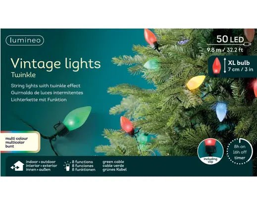 Luci LED Vintage Cavo Verde Multicolor D.2,8 x L.980 cm | Kaemingk - Perrone Shop