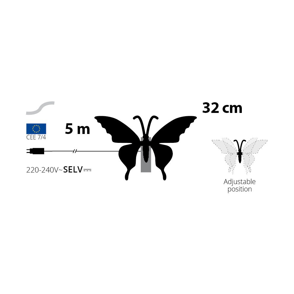 Farfalla luminosa LED 30 cm – 156 SMD Bianco Caldo - Perrone Shop